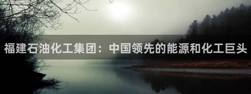 球盟会官网：福建石油化工集团：中国领先的能源和化工巨头